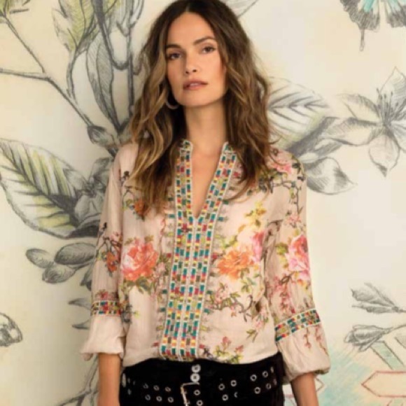 Johnny Was Workshop S Embroidered Paris Effortless Floral Top W11718-1